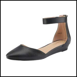 Low Wedge Ankle Strap Flats Comfortable Casual Elegant Minimal Chic Shoes